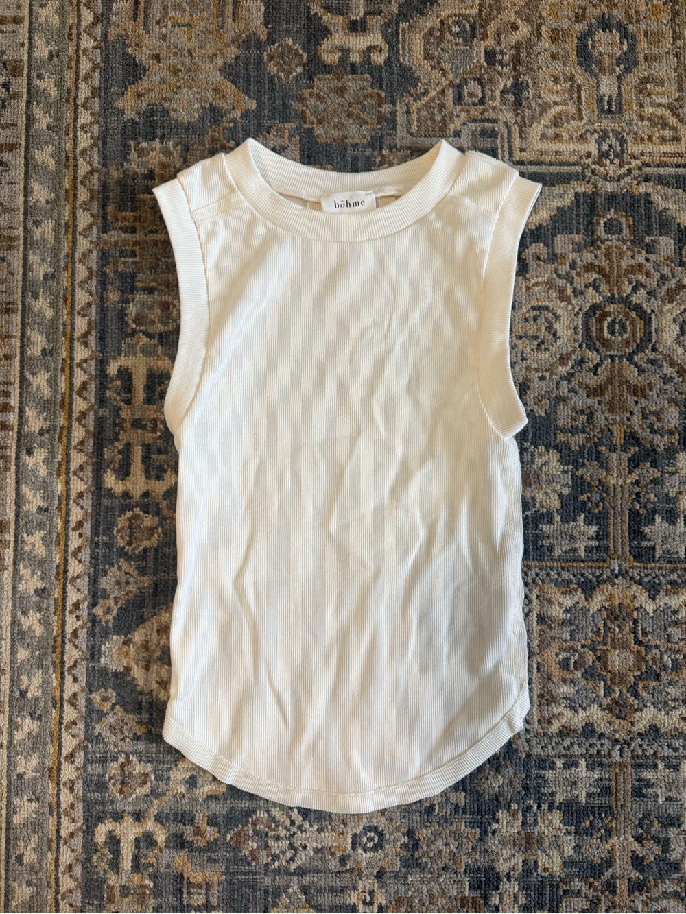 bohme Cream Ribbed Sleeveless Tank Top